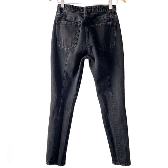 Reformation Denim Skinny French High Rise Button Fly Charcoal Black in Thames 26 - Picture 4 of 11